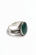 Men's Green Agate Sterling Silver Ring – Vintage Floral Shank Band