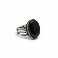 Men's Black Gemstone Sterling Silver Ring – Vintage Rope Bezel Multi-Strand Band