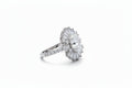 Oval Cut Zircon Sterling Silver Halo Ring – Ballerina Baguette & Pave Band