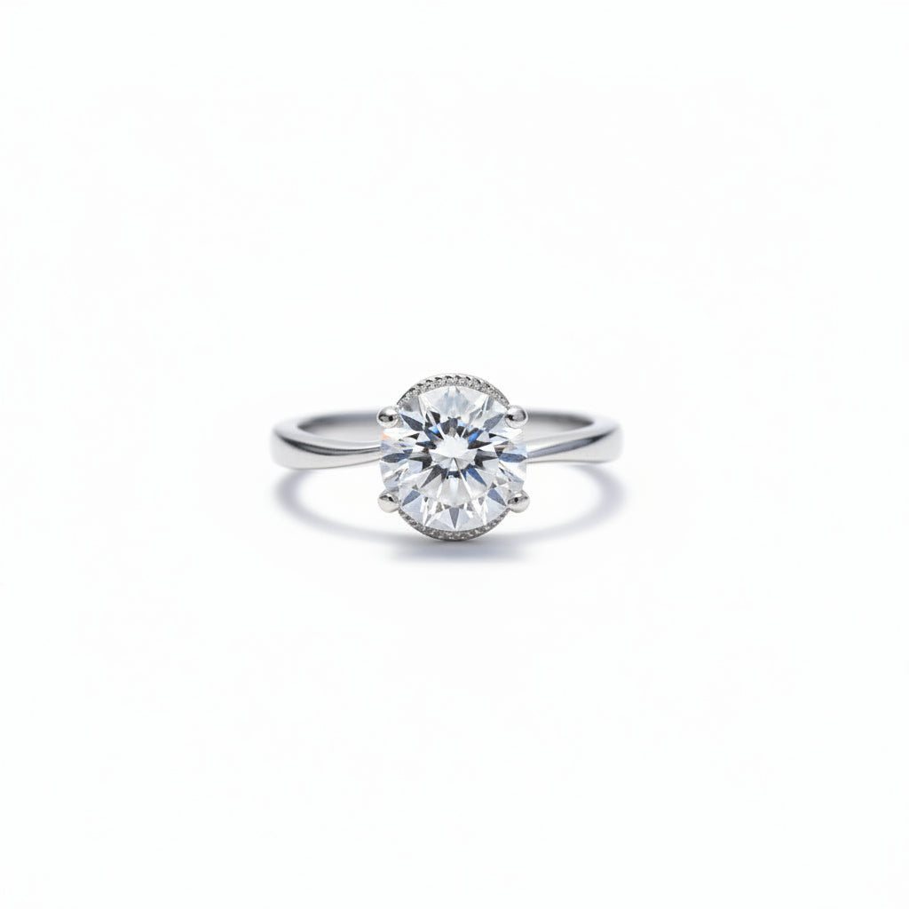 Classic Solitaire Cubic Zirconia Sterling Silver Ring – 4-Prong Promise Band