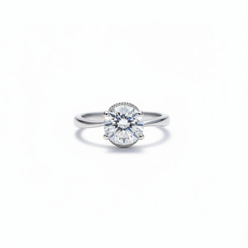 Classic Solitaire Cubic Zirconia Sterling Silver Ring – 4-Prong Promise Band