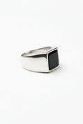 Men's Square Black Onyx Sterling Silver Ring – Minimalist Signet Band