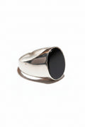 Men's Black Onyx Sterling Silver Ring – Minimalist Oval Signet Band