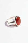 Natural Oval Red Carnelian Sterling Silver Ring – Minimalist Smooth Band