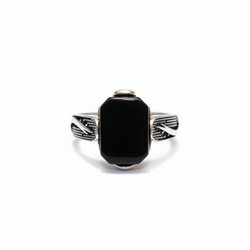 Men's Black Gemstone Sterling Silver Ring – Zulfiqar Sword Turkish Band
