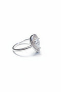 Pear Cut Cubic Zirconia Sterling Silver Halo Ring – Teardrop Promise Band