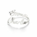 Personalized Two Name Sterling Silver Ring – Custom Cursive Wrap Band