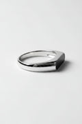 Men's Horizontal Bar Black Onyx Sterling Silver Ring – Minimalist Signet Band