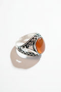 Men's Red Carnelian Sterling Silver Ring – Braided Turkish Aqeeq Band